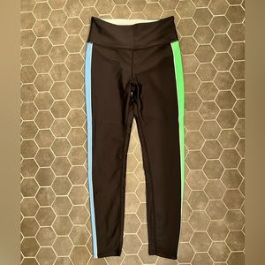 Like new SOUL leggings with blue and green stripes, lilac piping. Super cute.